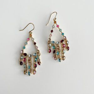 J. Crew Factory Crystal Dangly Statement Earrings (Natural Rainbow)